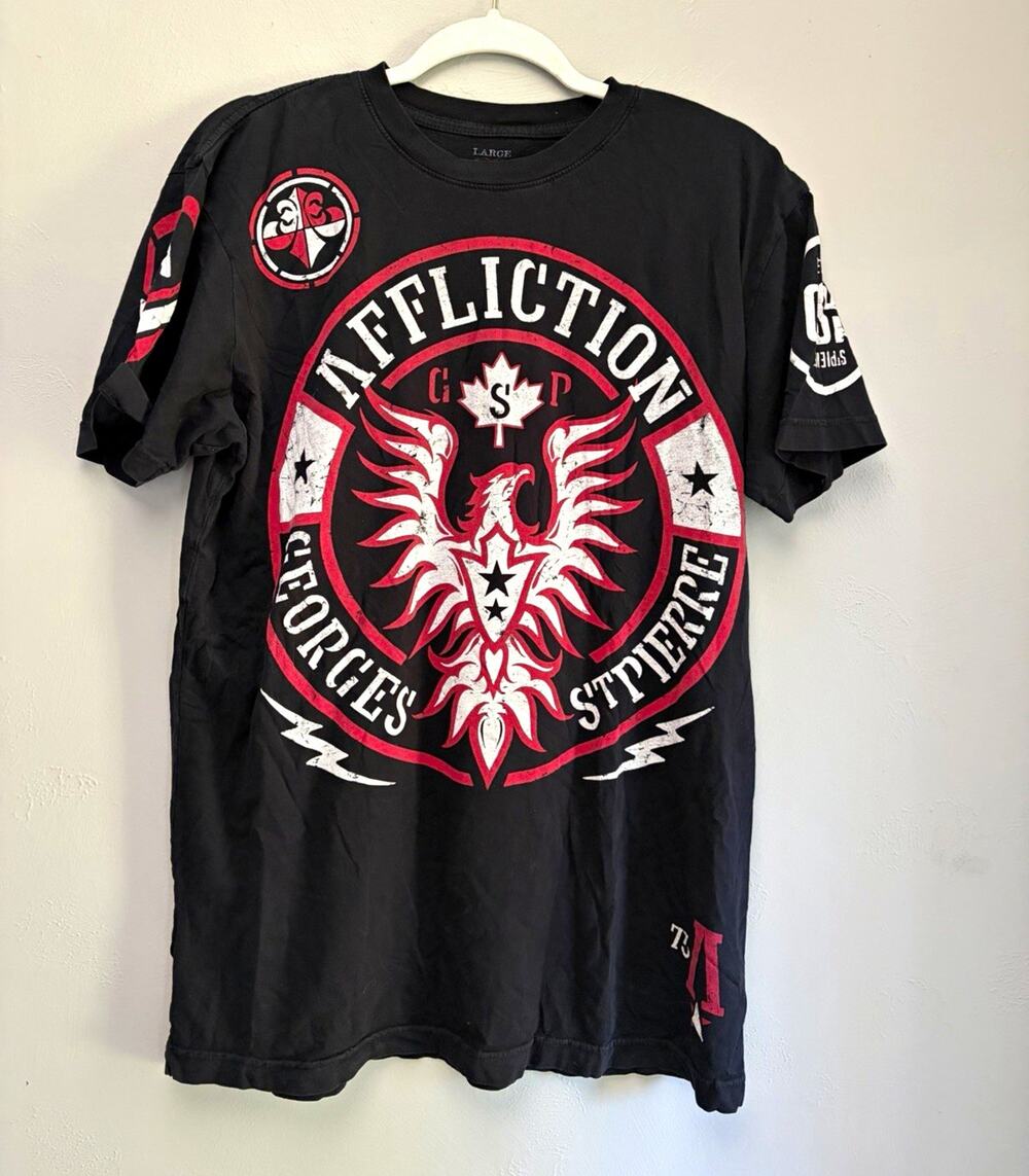 Affliction Signature Series Georges St-Pierre GSP Double-Sided Tee Mens L (0233)